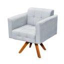 Ver imagem 5 de Kit 01 Namoradeira e 01 Poltrona Giratória Elisa Suede Base Madeira MM30 D'Rossi - Cinza