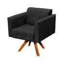 Ver imagem 5 de Kit 01 Namoradeira e 01 Poltrona Giratória Elisa Suede Base Madeira MM30 D'Rossi - Preto
