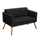Ver imagem 2 de Kit 01 Namoradeira e 01 Poltrona Giratória Elisa Suede Base Madeira MM30 D'Rossi - Preto