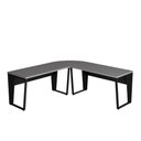 Ver imagem 7 de Mesa em L Escritório com Pés Metal Moderno sem Gavetas 210cm Cinza Sagrado com Preto