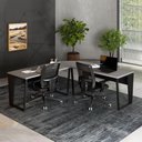 Ver imagem 1 de Mesa em L Escritório com Pés Metal Moderno sem Gavetas 210cm Cinza Sagrado com Preto
