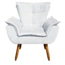 Ver imagem 3 de Kit 2 Poltronas Opala com 1 Puff Opala Suede Pés Palito Castanho - Cinza