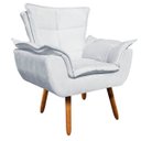 Ver imagem 2 de Kit 2 Poltronas Opala com 1 Puff Opala Suede Pés Palito Castanho - Cinza