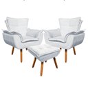 Ver imagem 1 de Kit 2 Poltronas Opala com 1 Puff Opala Suede Pés Palito Castanho - Cinza