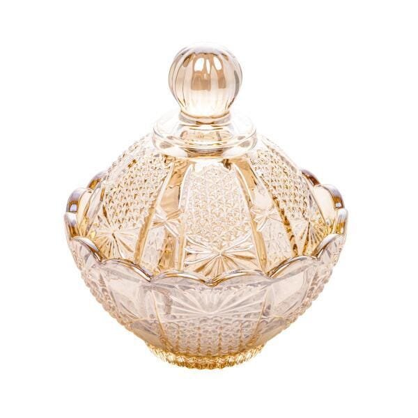 Potiche Decorativa Cristal Princess Champanhe 11X11cm -Wolff - 1