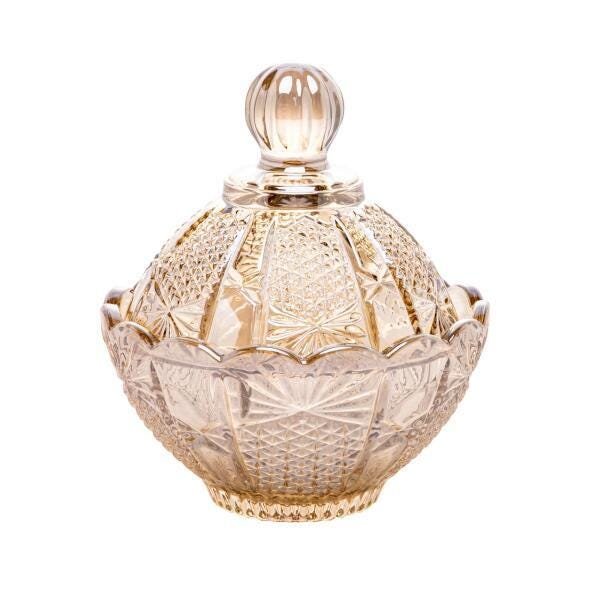 Potiche Decorativa Cristal Princess Champanhe 11X11cm -Wolff - 2
