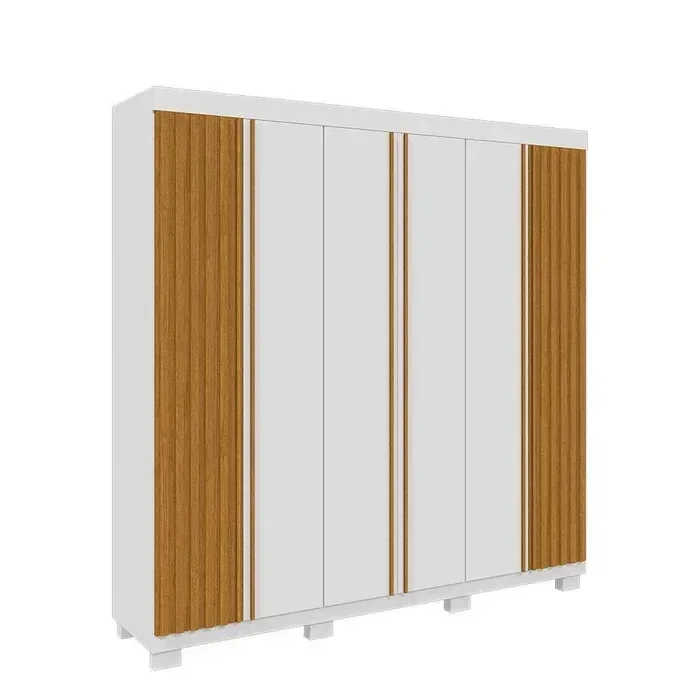 Guarda Roupa Casal Acp Eliza 6 Portas com Pés 100% Mdf - Branco/cinamomo