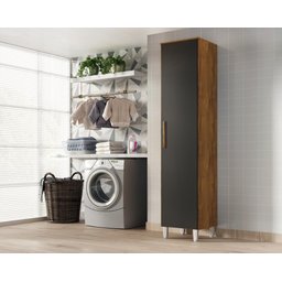 Armario Lavanderia 1 Porta 2,22m Pés Reguláveis Castanho/onix - 2