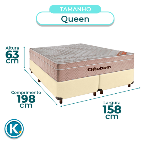 Colchão Queen Molas Ensacadas + Box Bege - Airtech Ortobom