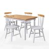 Mesa de Jantar Udine com 4 Cadeiras Branco Natural 125x80 - 1