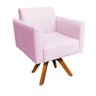 Poltrona Giratória Marisa Suede Base Madeira MM30 D'Rossi - Rosa Bebê - 1