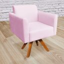 Ver imagem 2 de Poltrona Giratória Marisa Suede Base Madeira MM30 D'Rossi - Rosa Bebê