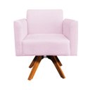Ver imagem 3 de Poltrona Giratória Marisa Suede Base Madeira MM30 D'Rossi - Rosa Bebê