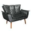 Ver imagem 4 de Kit 01 Namoradeira e 02 Poltronas Giratória Opala Corano Base Madeira MM30 D'Rossi - Couro Preto