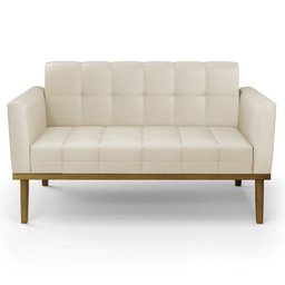 Sofá Namoradeira e 1 Poltrona Base Madeira Castanho Ana Sintético Bege - Ibiza - 8