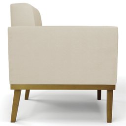 Sofá Namoradeira e 1 Poltrona Base Madeira Castanho Ana Sintético Bege - Ibiza - 11