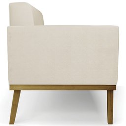 Sofá Namoradeira e 1 Poltrona Base Madeira Castanho Ana Sintético Bege - Ibiza - 15