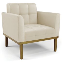 Sofá Namoradeira e 1 Poltrona Base Madeira Castanho Ana Sintético Bege - Ibiza - 14