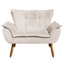 Ver imagem 6 de Kit 01 Namoradeira e 02 Poltronas Opala Suede Pés Palito Castanho D'Rossi - Bege