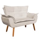 Ver imagem 5 de Kit 01 Namoradeira e 02 Poltronas Opala Suede Pés Palito Castanho D'Rossi - Bege