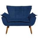Ver imagem 6 de Kit 01 Namoradeira e 02 Poltronas Opala Suede Pés Palito Castanho D'Rossi - Azul Marinho