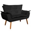 Ver imagem 2 de Kit 01 Namoradeira e 02 Poltronas Opala Suede Pés Palito Castanho D'Rossi - Preto