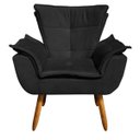 Ver imagem 5 de Kit 01 Namoradeira e 02 Poltronas Opala Suede Pés Palito Castanho D'Rossi - Preto