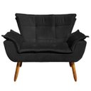 Ver imagem 3 de Kit 01 Namoradeira e 02 Poltronas Opala Suede Pés Palito Castanho D'Rossi - Preto