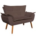 Ver imagem 2 de Kit 01 Namoradeira e 02 Poltronas Opala Suede Pés Palito Castanho D'Rossi - Marrom
