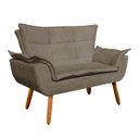 Ver imagem 5 de Kit 01 Namoradeira e 02 Poltronas Opala Suede Pés Palito Castanho D'Rossi - Marrom Rato