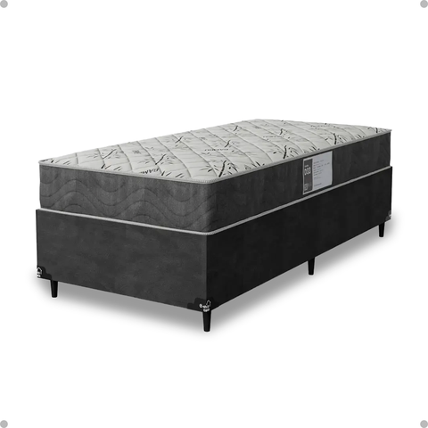 Cama Box Solteiro + Colchão D33 One Face - Suede Cinza