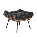 Ver imagem 1 de Puff Costela Couro Legítimo Base Metal Preto - Preto
