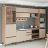 Cozinha Modulada Completa Catharina Com Vidro Reflecta 7 Peças em MDF Amadeirado Nude - 1