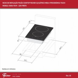 Fogão Cooktop Fischer 2 Bocas Elétrico Mesa Vitrocerâmica Touch - 3