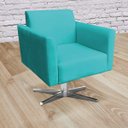 Ver imagem 2 de Kit 2 Poltronas Giratória Marisa Suede Base Cromada D'Rossi - Azul Turquesa