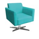 Ver imagem 4 de Kit 2 Poltronas Giratória Marisa Suede Base Cromada D'Rossi - Azul Turquesa