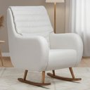 Ver imagem 2 de Poltrona de Amamentação com Balanço Base Milka Sky D02 Linho Branco C-419 - Lyam Decor