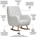 Ver imagem 4 de Poltrona de Amamentação com Balanço Base Milka Sky D02 Linho Branco C-419 - Lyam Decor