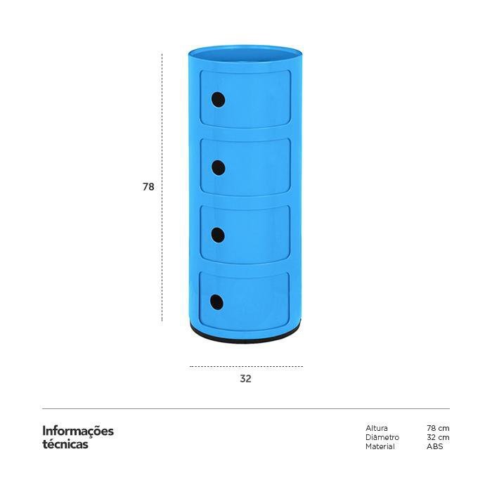 Módulo Organizador Componibili - Castelli - 4 Andares - Azul - 4