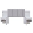Ver imagem 1 de Conjunto Cabeceira Casal Queen Isis com 2 Mesas de Cabeceira MDF Castanho