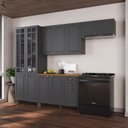 Ver imagem 1 de Cozinha Modulada 4 Peças Cristaleira Balcão com Tampo 2 Aéreos 100% MDF Bari