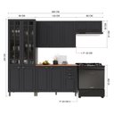 Ver imagem 3 de Cozinha Modulada 4 Peças Cristaleira Balcão com Tampo 2 Aéreos 100% MDF Bari