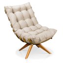 Ver imagem 3 de Poltrona com Puff Giratório Costela Suede Base Madeira Ma25 D'rossi - Bege