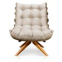 Ver imagem 4 de Poltrona com Puff Giratório Costela Suede Base Madeira Ma25 D'rossi - Bege