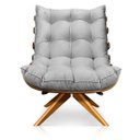 Ver imagem 4 de Poltrona com Puff Giratório Costela Suede Base Madeira Ma25 D'Rossi - Cinza