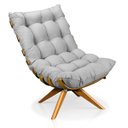 Ver imagem 3 de Poltrona com Puff Giratório Costela Suede Base Madeira Ma25 D'Rossi - Cinza