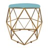 Puff Aramado Hexágono Suede Base Dourado D'Rossi - Azul Turquesa - 2