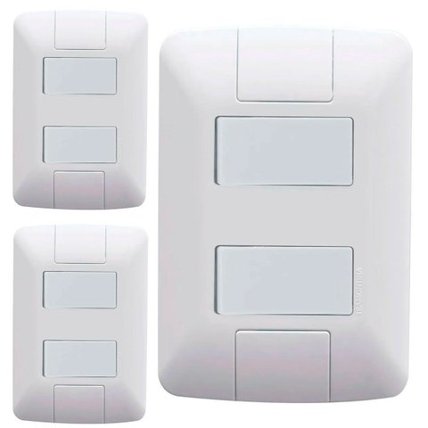 Kit 3 Cj 4x2 2 Interruptor Simples Tramontina Aria 6 a 250v