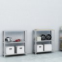 Ver imagem 2 de Estante Aço 3 Prateleiras Livros Cozinha Quarto Eaf007 Cinza