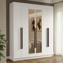 Ver imagem 1 de Guarda-roupa Casal 6 Portas Batentes com Espelho Venus Madesa Branco/preto